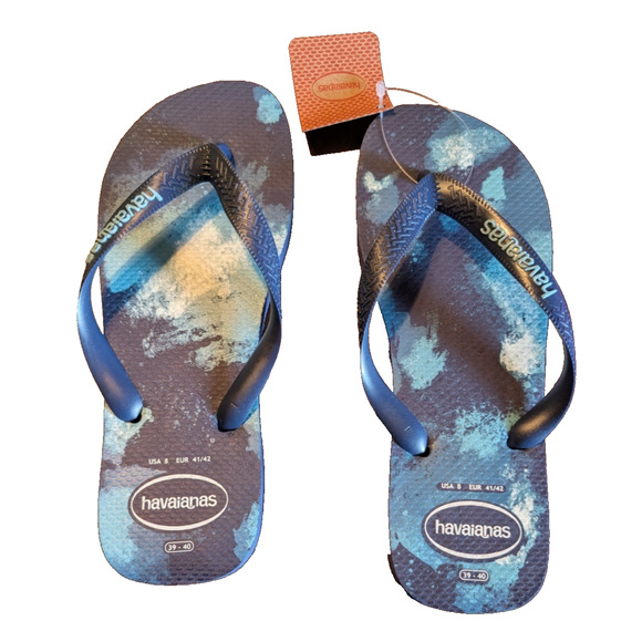 Havaianas Flip Flops Navy Blue Camu W 8 EU 41/42 NEW NWT - Picture 1 of 3